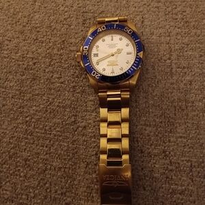 Invicta Gold Watch with Blue Accents